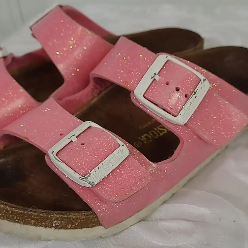 BIRKENSTOCK Arizona Pink Glitter Double Buckle Sandals EU Size 34 /US 3.5